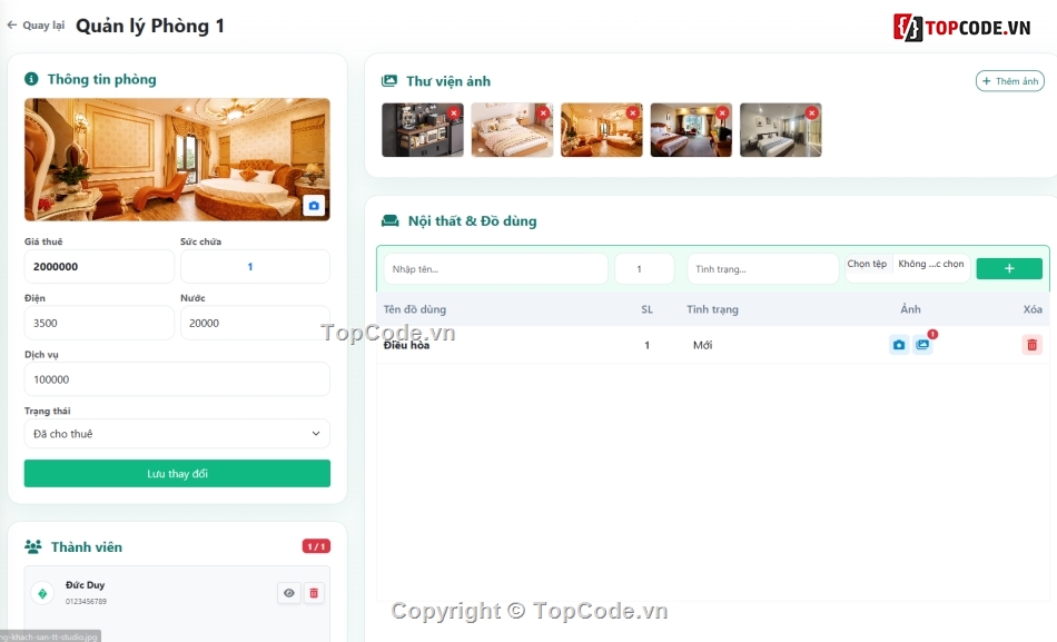 web quản lý,website nhà,web nhà trọ